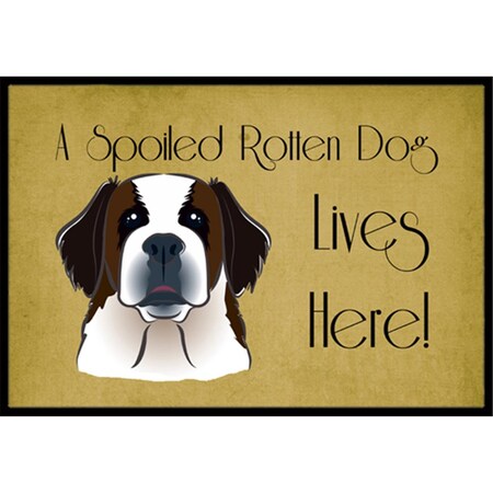 Carolines Treasures Saint Bernard Spoiled Dog Lives Here Indoor and Outdoor Mat- 18 x 27 in. BB1494MAT